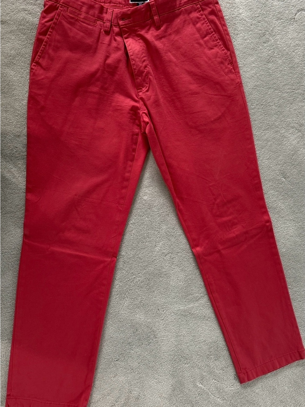 Men’s Bright Red Chino Pants with Back Welt Pocket